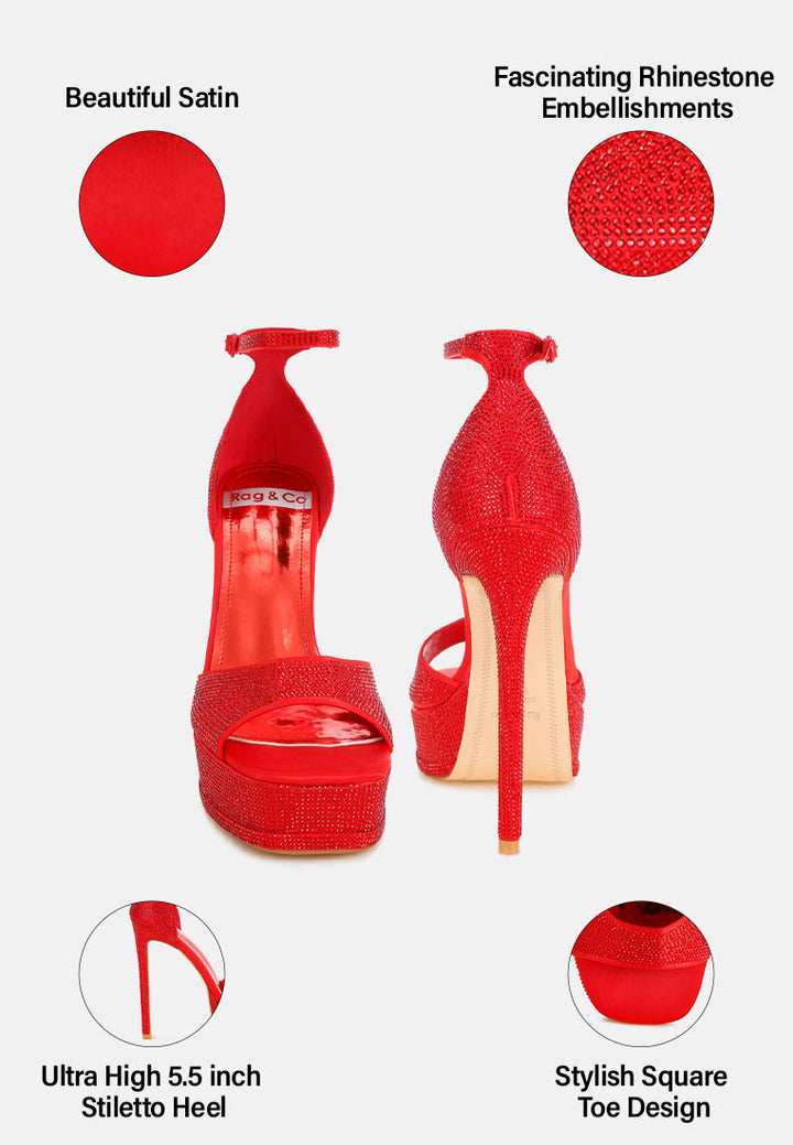 alaya rhinestones high stiletto heel sandals#color_Red Satin