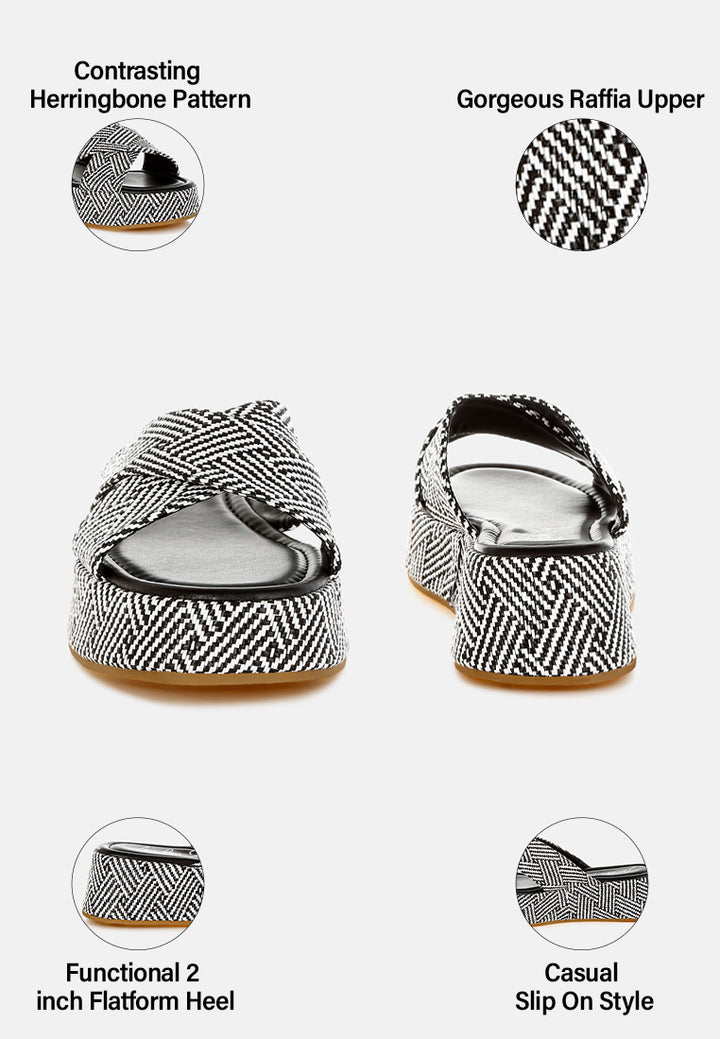 raffia flatform slip ons by ruw#color_black-white