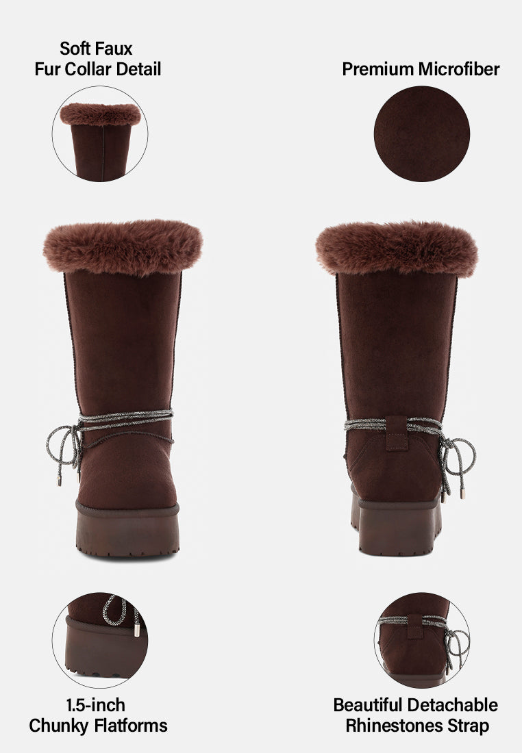 olonya fur collar anti-skid snow boots#color_brown
