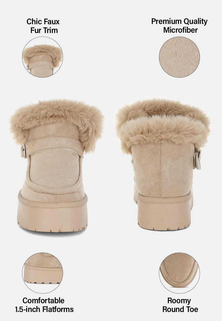 linka pin buckle detail snow boots#color_beige