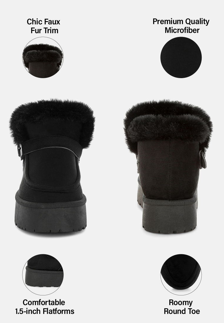 linka pin buckle detail snow boots#color_black