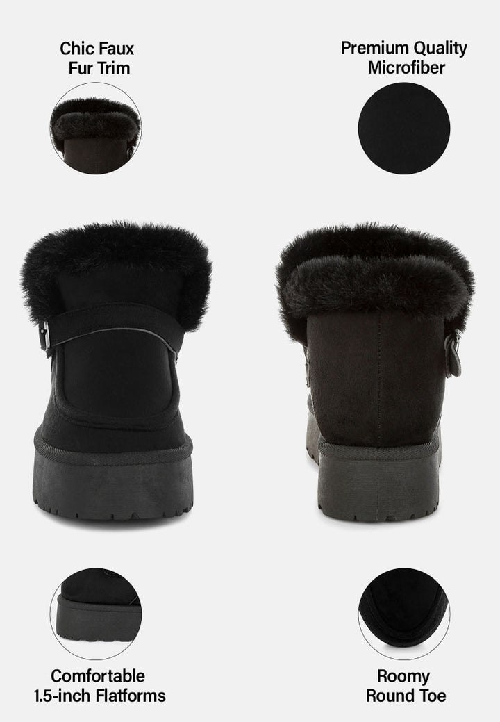 linka pin buckle detail snow boots#color_black