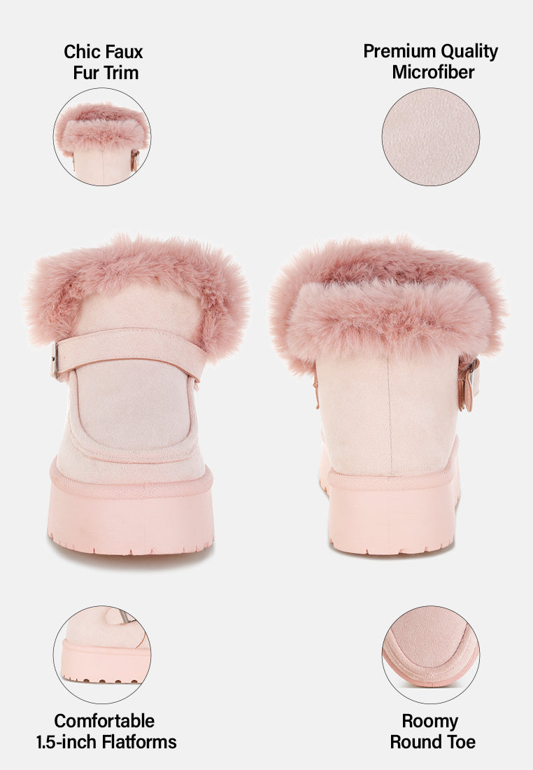 linka pin buckle detail snow boots#color_pink
