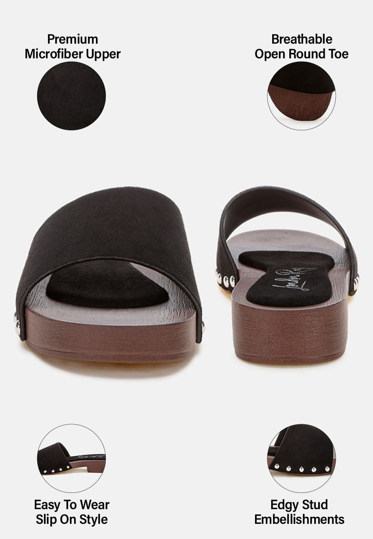 seraxa open round toe cushioned sandals#color_black