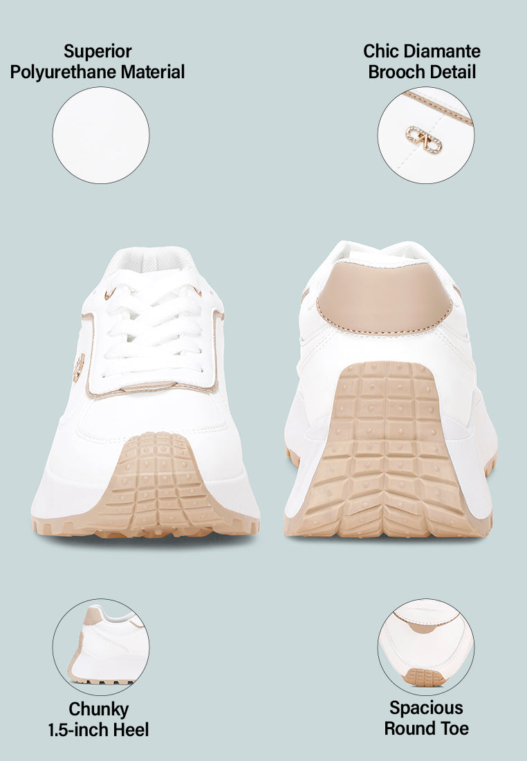 Tauasi Platform Sole Lace Up Sneakers#color_white