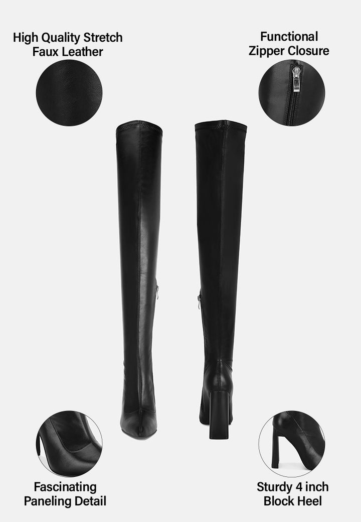 pointed toe long boots#color_black-smooth