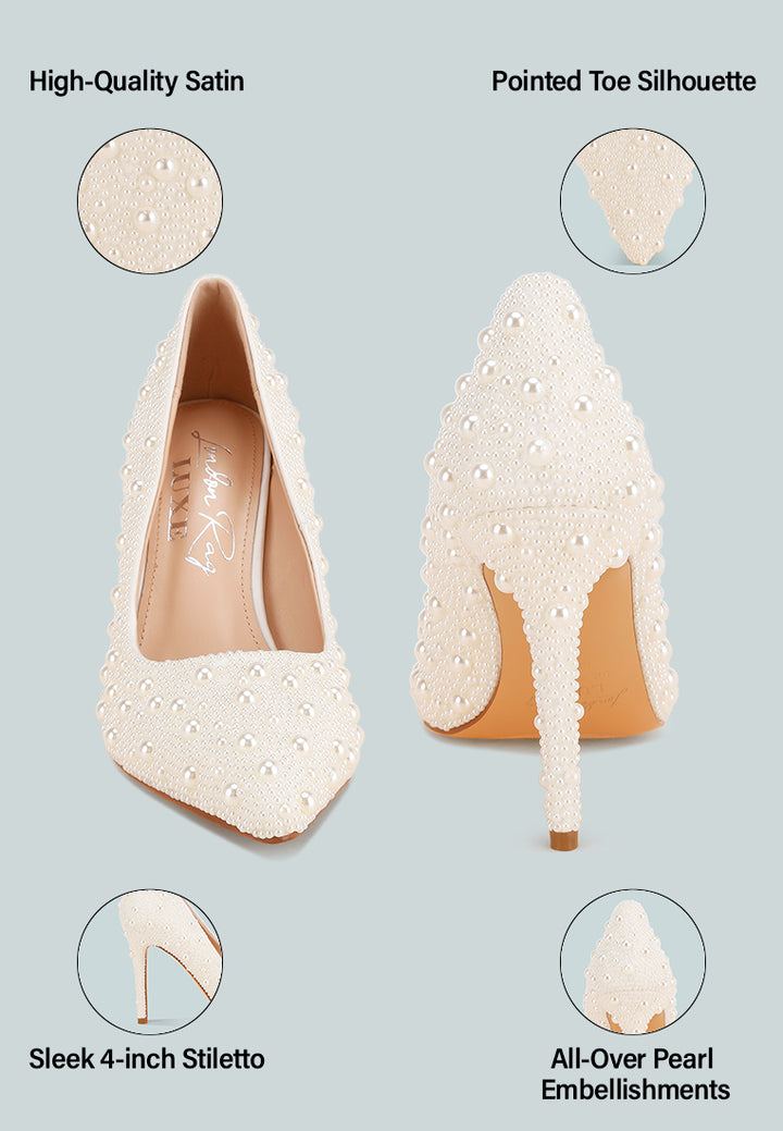 Arabella Pearls Embellished Stiletto Pumps