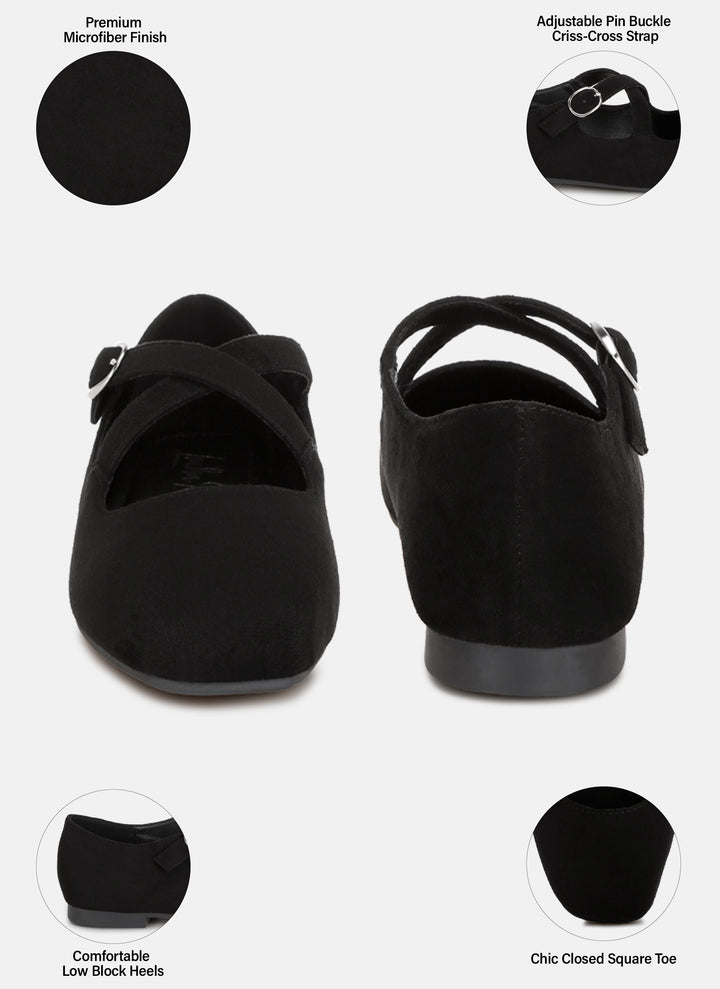 vonily criss cross straps ballet flats#color_black-suede