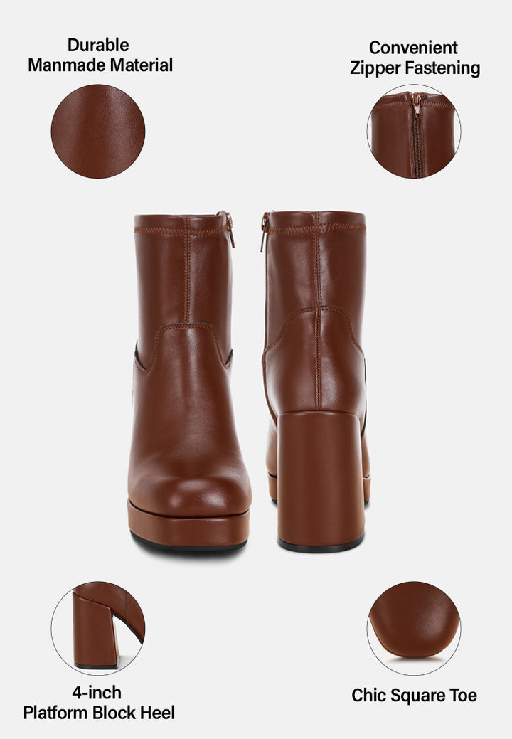 Botines con punta cuadrada elevada Antbera#color_brown-smooth