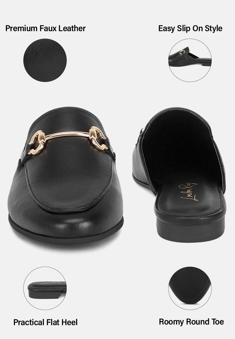 horsebit accent flat mules#color_black-smooth