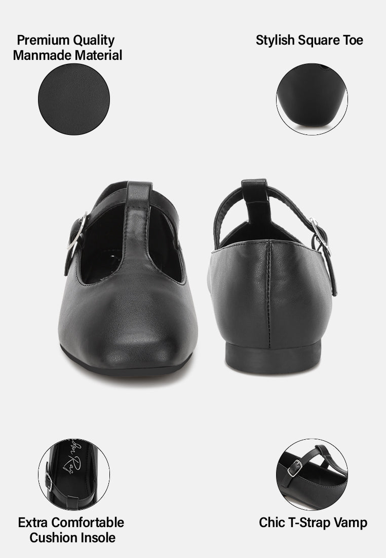 velsna pin buckle ballet flats#color_black-smooth