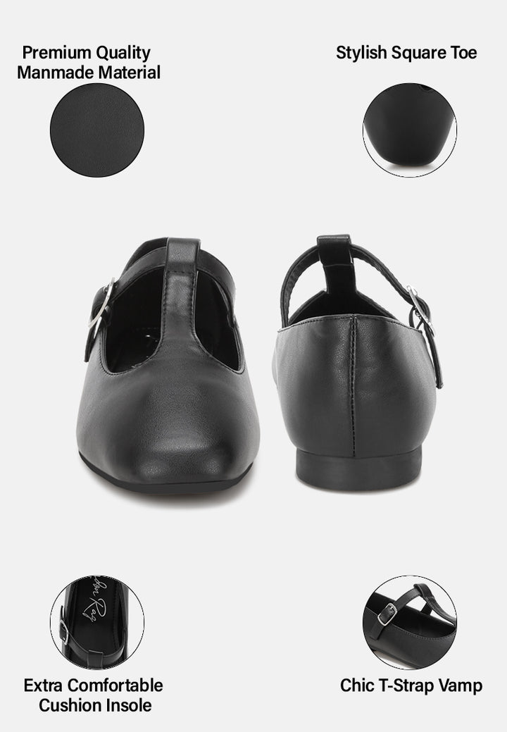 velsna pin buckle ballet flats#color_black-smooth