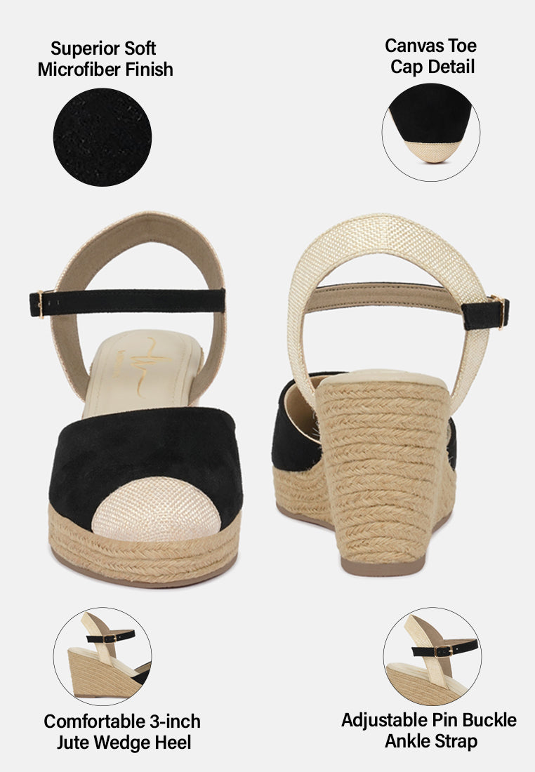 Women Soft Microfiber Espadrille Wedges