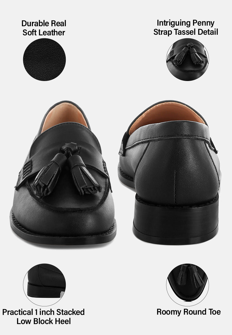 yelena real leather tassel loafers#color_black