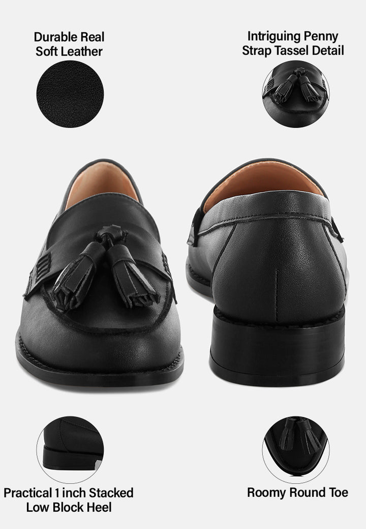yelena real leather tassel loafers#color_black