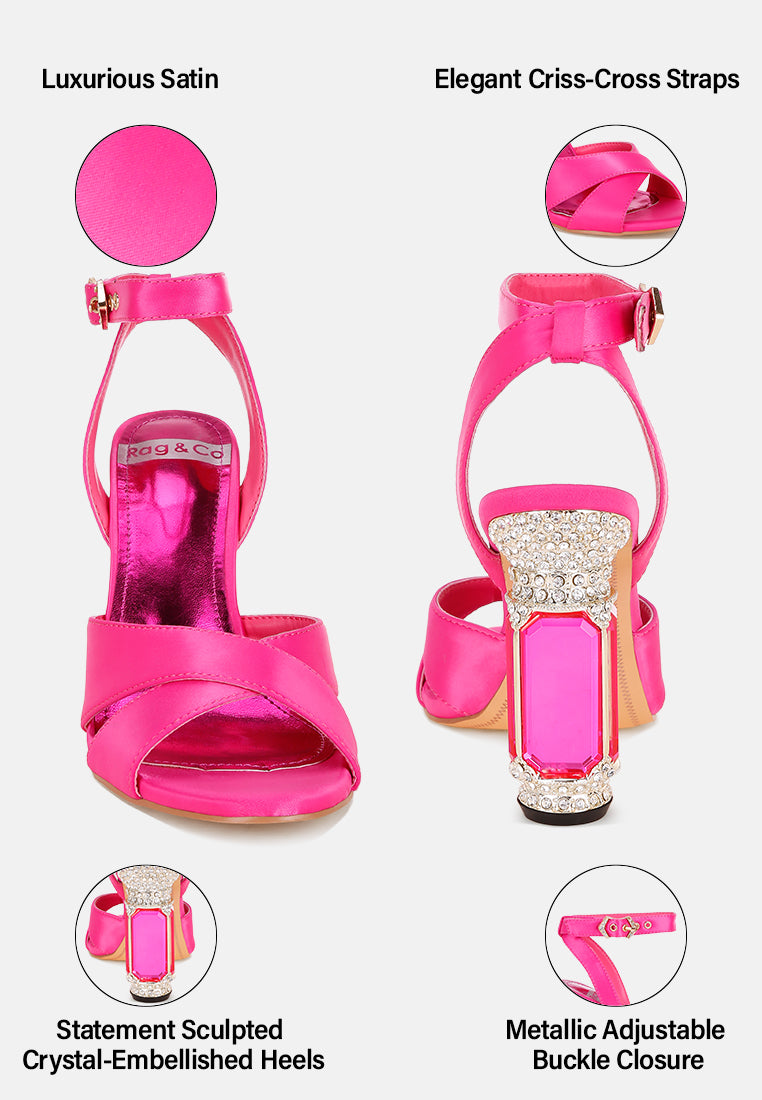 tribeca crystal & diamante pin buckle fantasy heels#color_fuchsia