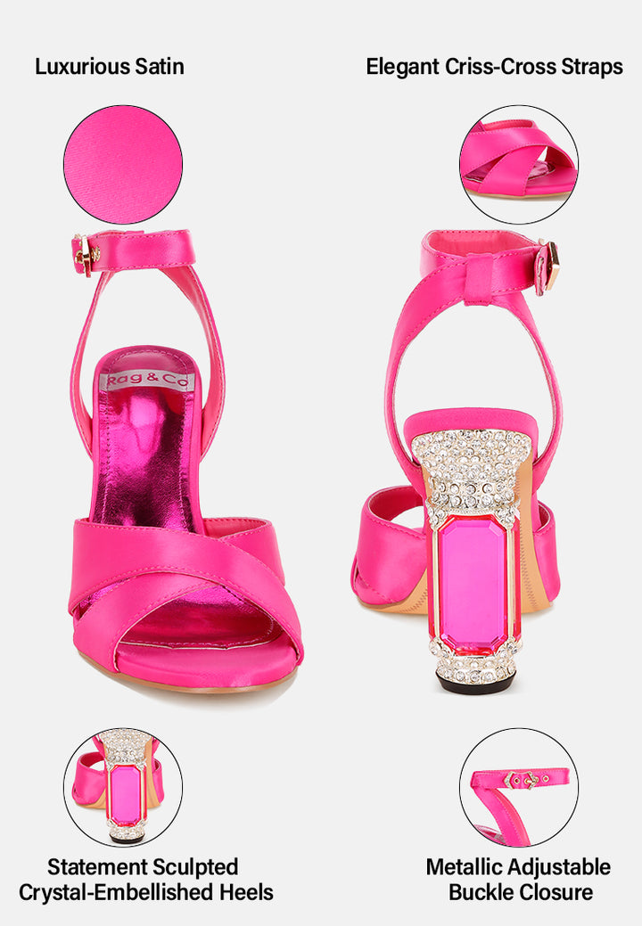 tribeca crystal & diamante pin buckle fantasy heels#color_fuchsia