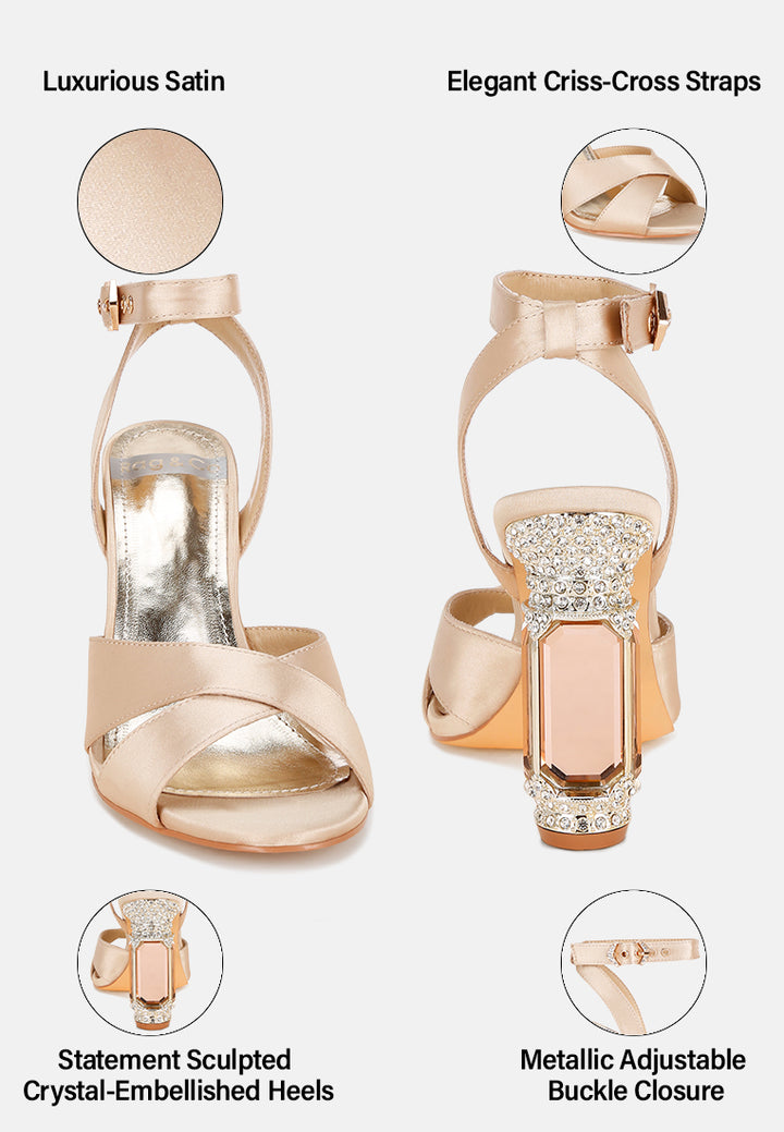 tribeca crystal & diamante pin buckle fantasy heels#color_gold