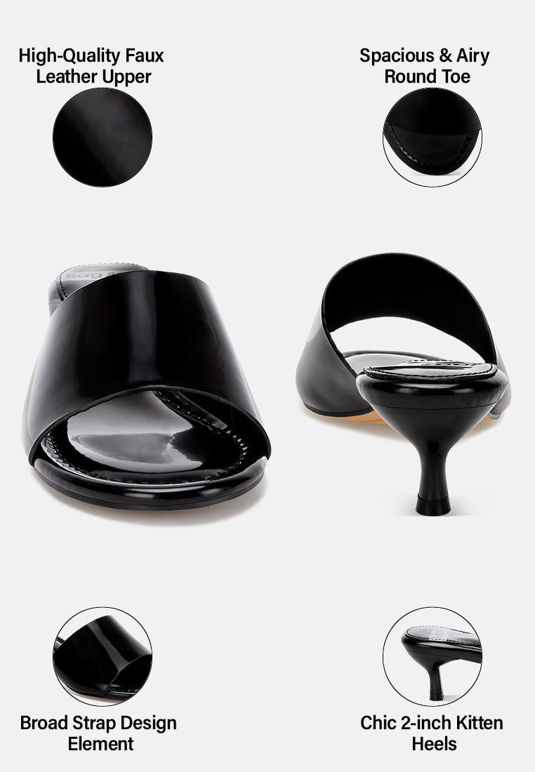 Vizzini Kitten Heel Sandals#color_black Patent Manmade Leather
