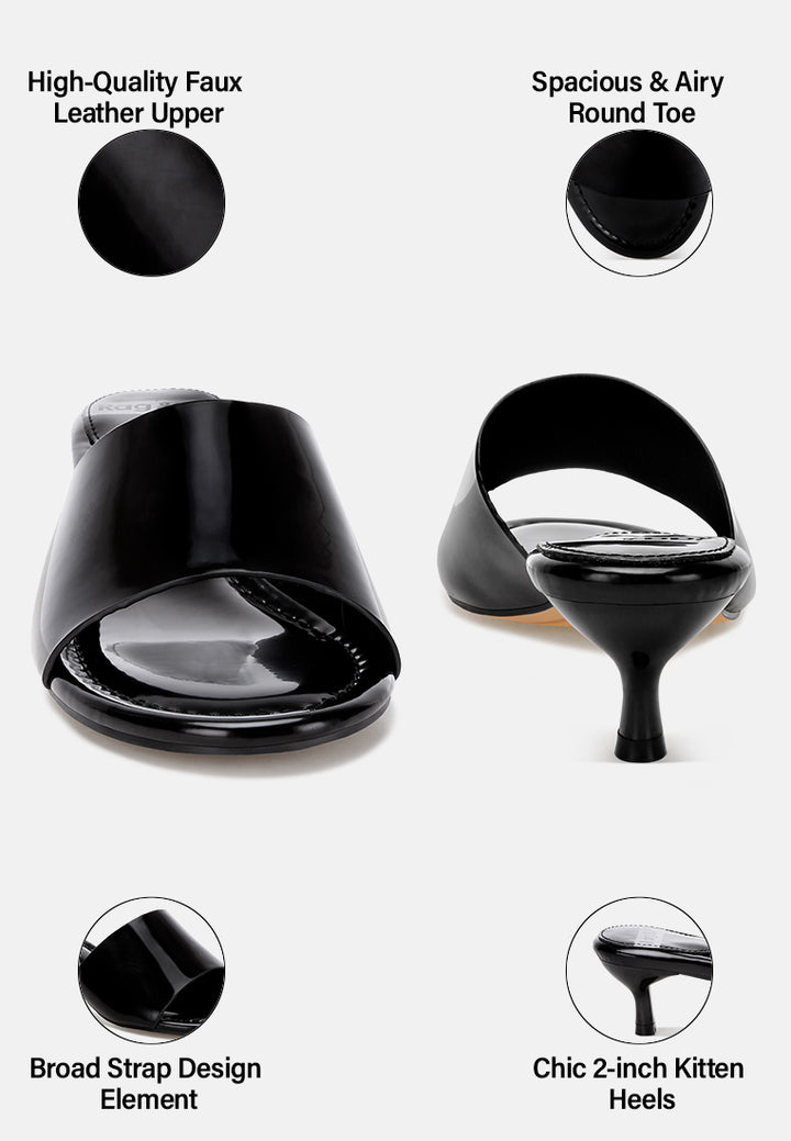 Vizzini Kitten Heel Sandals#color_black Patent Manmade Leather