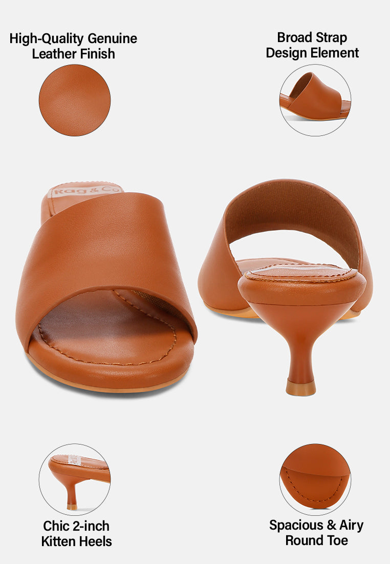 Vizzini Kitten Heel Sandals#color_tan Genuine Leather