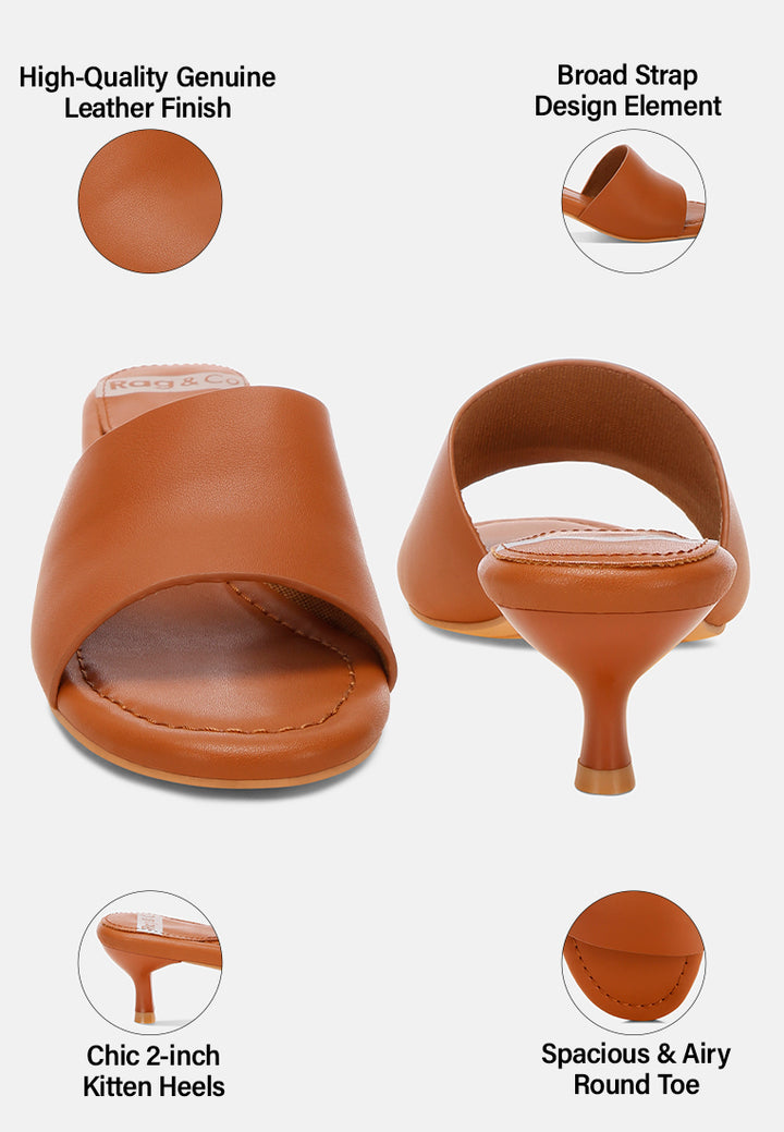 Vizzini Kitten Heel Sandals#color_tan Genuine Leather