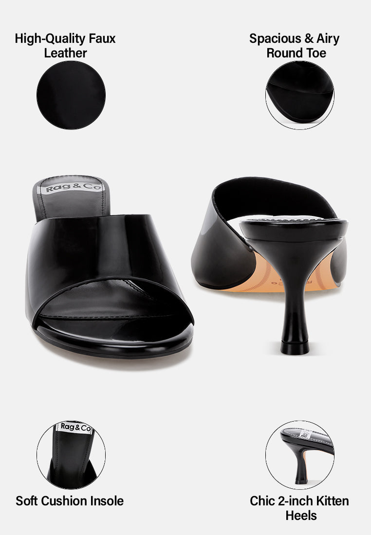 maude slip on kitten heels#color_black  Patent Manmade Leather