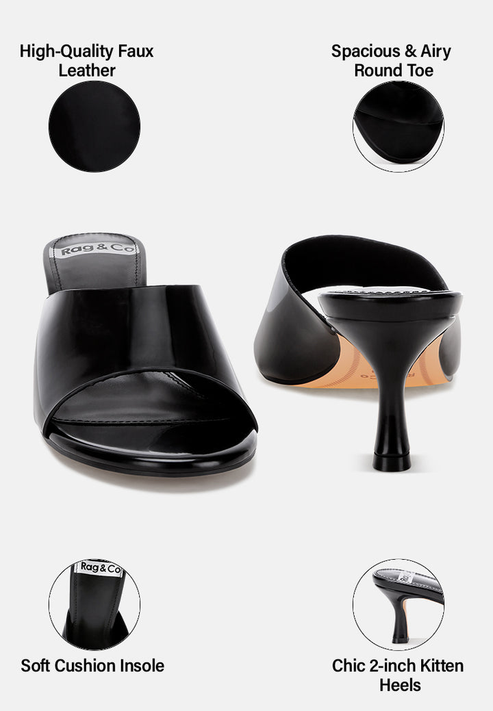 maude slip on kitten heels#color_black  Patent Manmade Leather