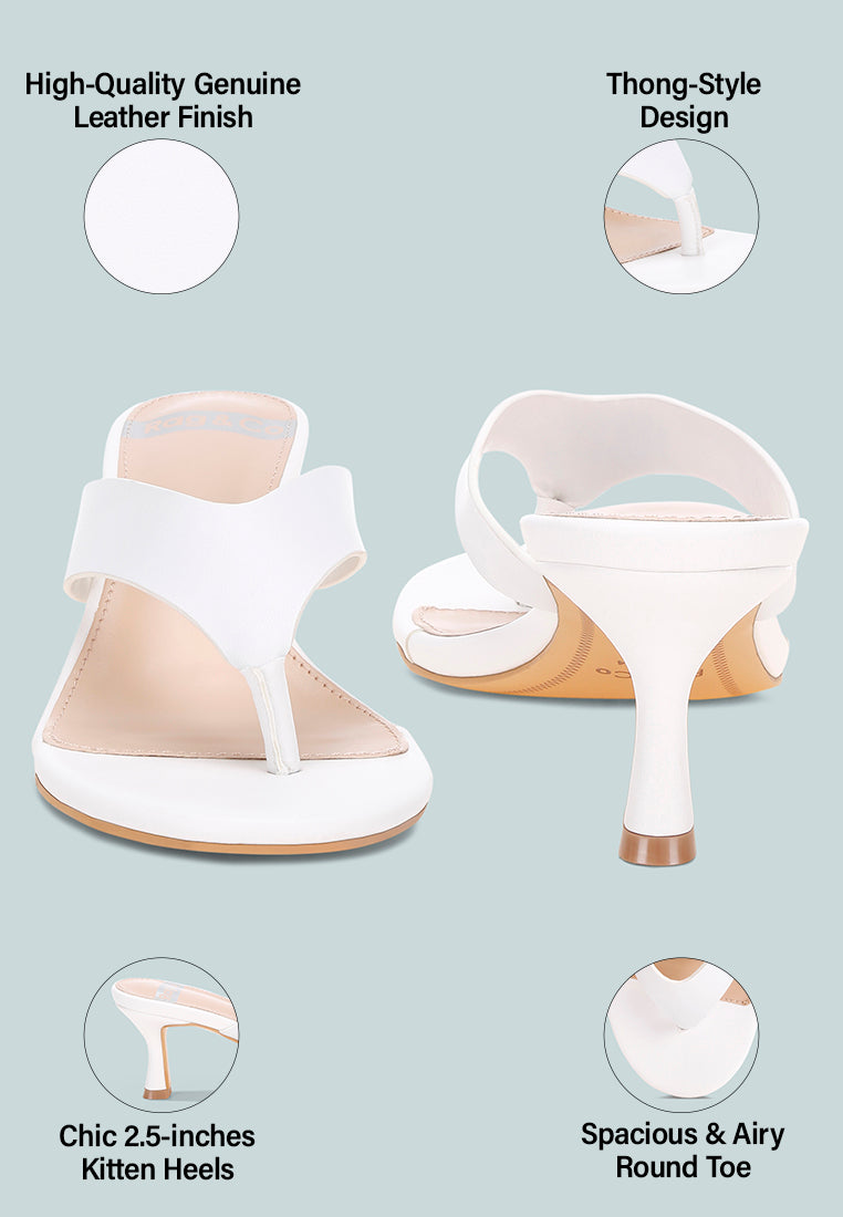 beaboux thong strap kitten heel sandals#color_white Leather