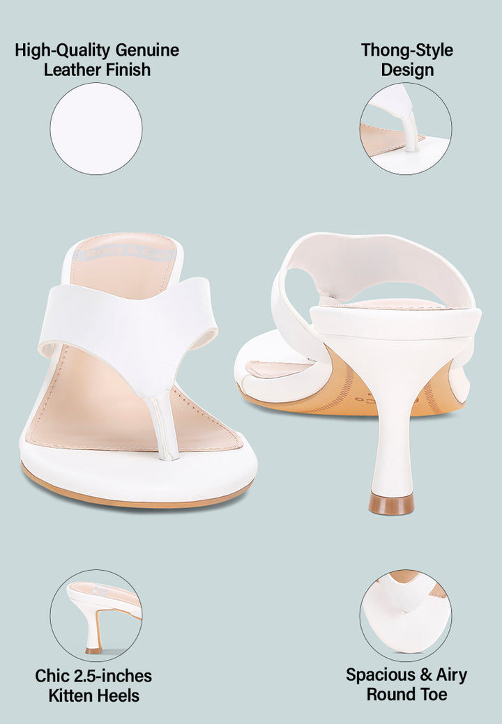 beaboux thong strap kitten heel sandals#color_white Leather