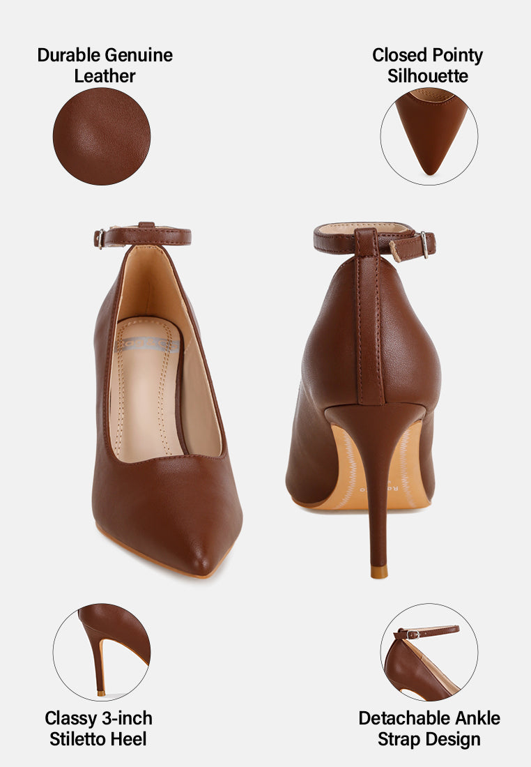 Dittany Ankle Strap Stiletto Heel Pumps#color_brown-leather