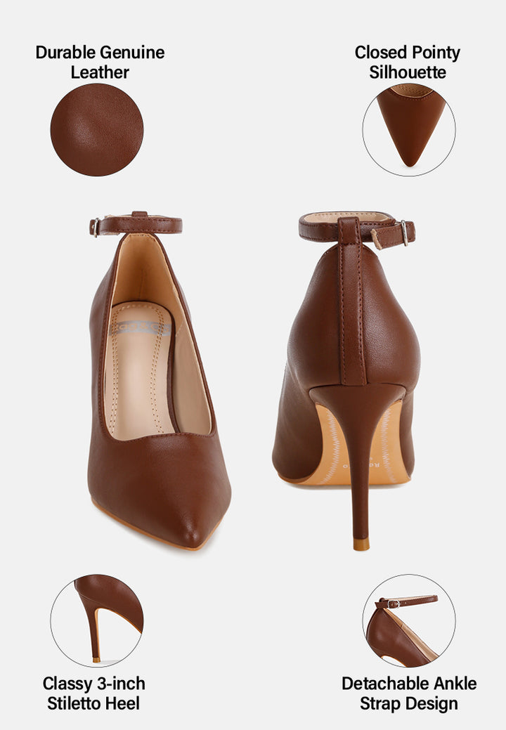 Dittany Ankle Strap Stiletto Heel Pumps#color_brown-leather