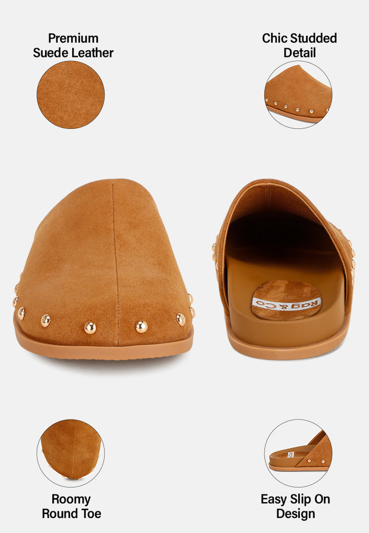 Zidiya Stud Embellished Slip Ons#color_tan