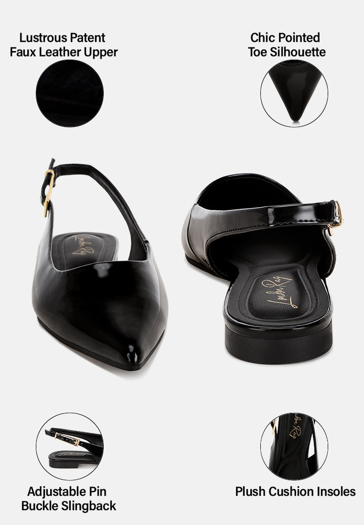 temptest pointed toe buckle sandals#color_black-patent