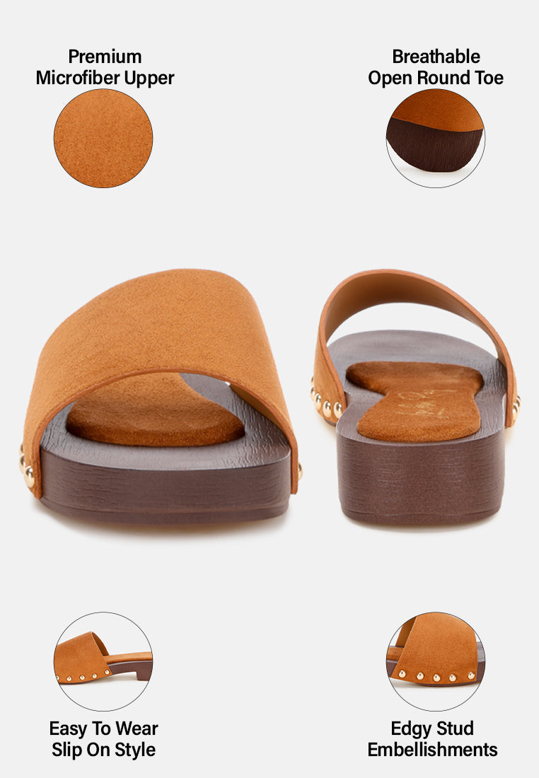 seraxa open round toe cushioned sandals#color_tan
