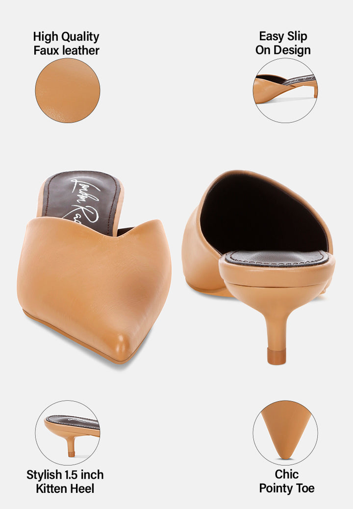 Revasta Kitten Heel Mules#color_tan