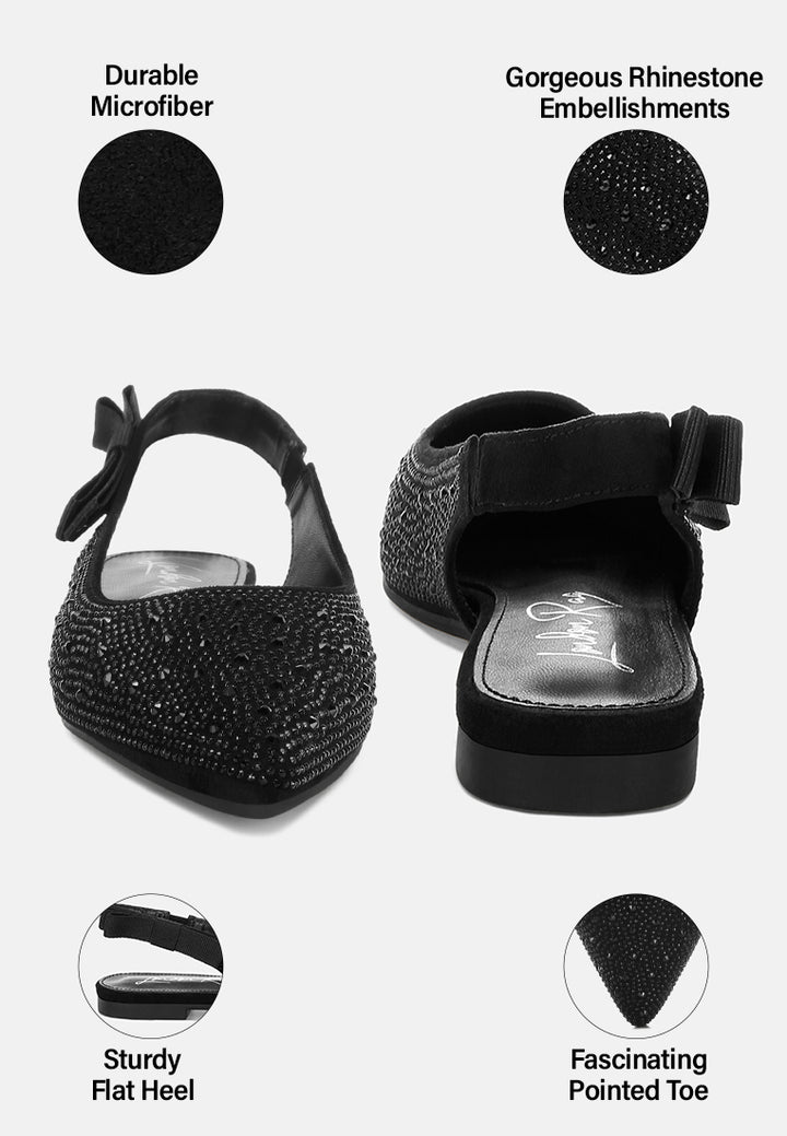 Firdisi Rhinestones Detail Flat Sandals#color_black