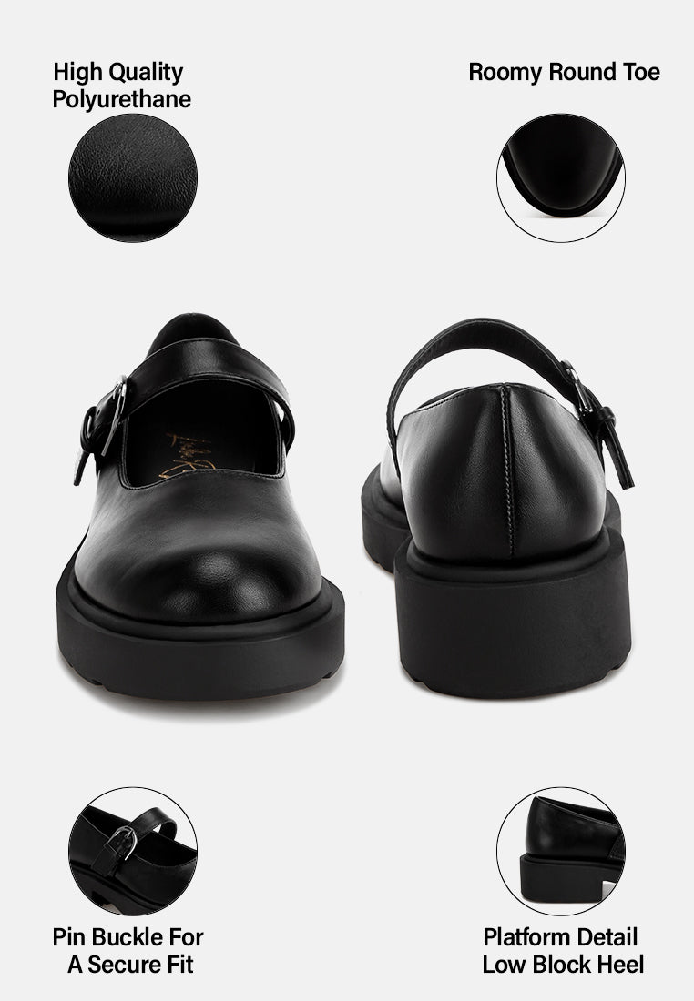 Hollister Low Heel Mary Jane Shoes#color_black-smooth