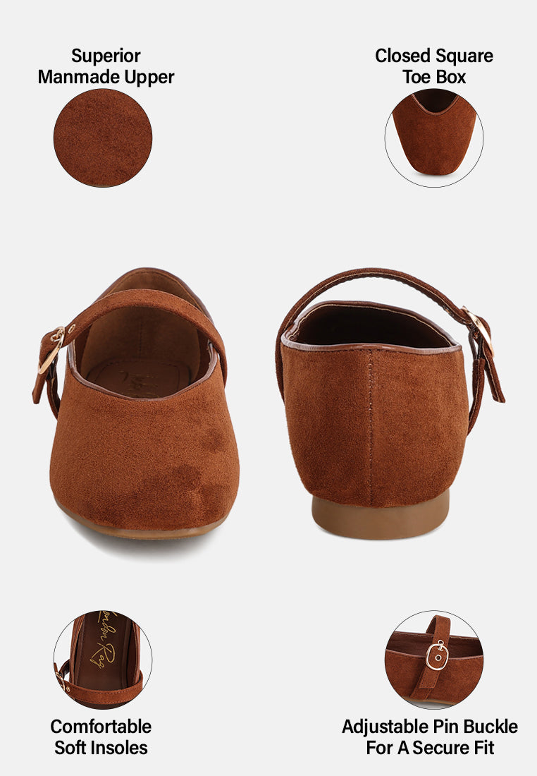 ninily mary jane flat ballerinas#color_brown-suede