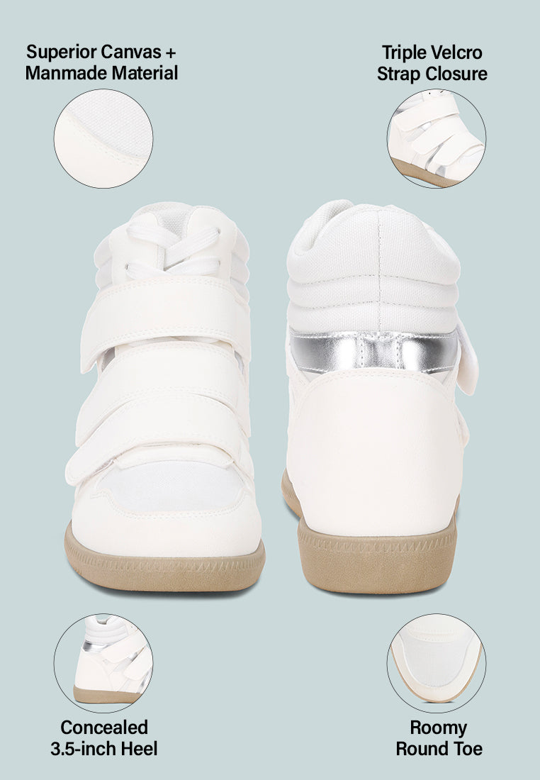 Cozy Wedge Triple Strap High-Top Sneakers#color_white