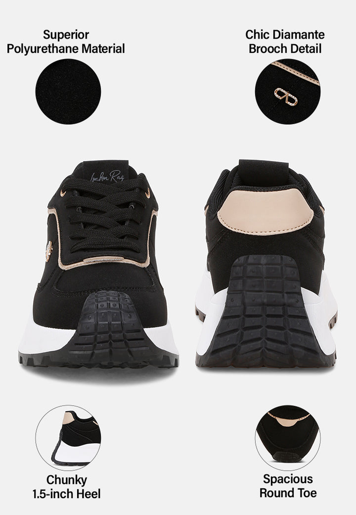 Tauasi Platform Sole Lace Up Sneakers#color_black