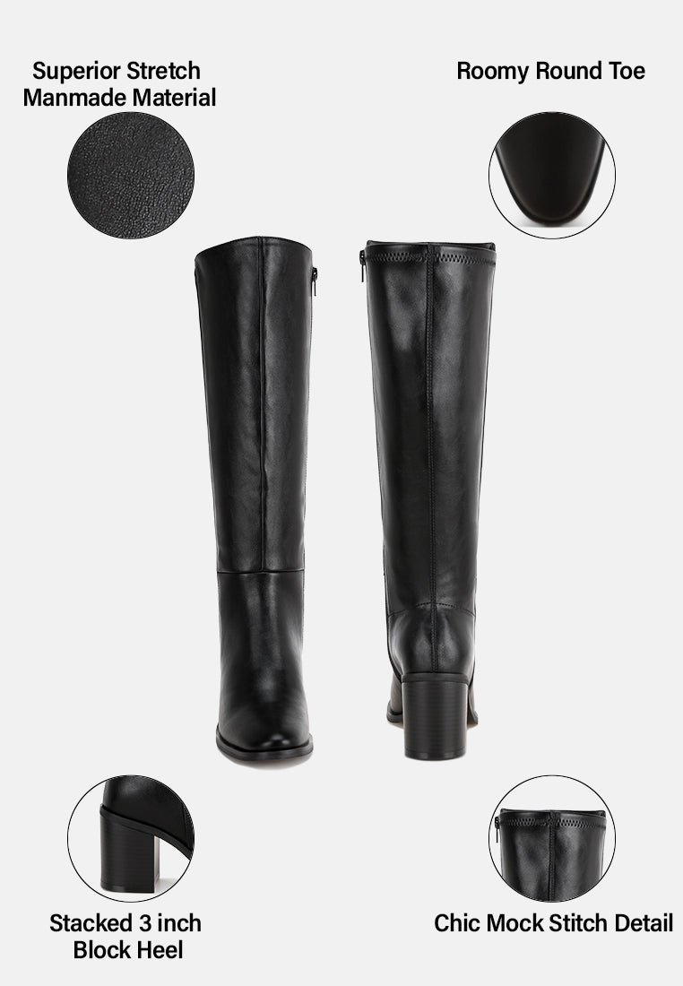 sajama knee-high stretch fit boots#color_black-smooth