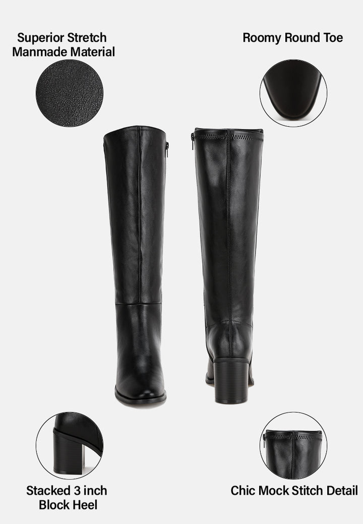sajama knee-high stretch fit boots#color_black-smooth