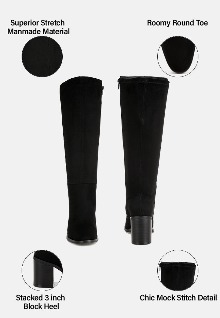sajama knee-high stretch fit boots#color_black-suede