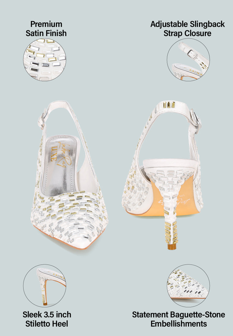 lutina rhinestones embellished slingback sandals#color_white