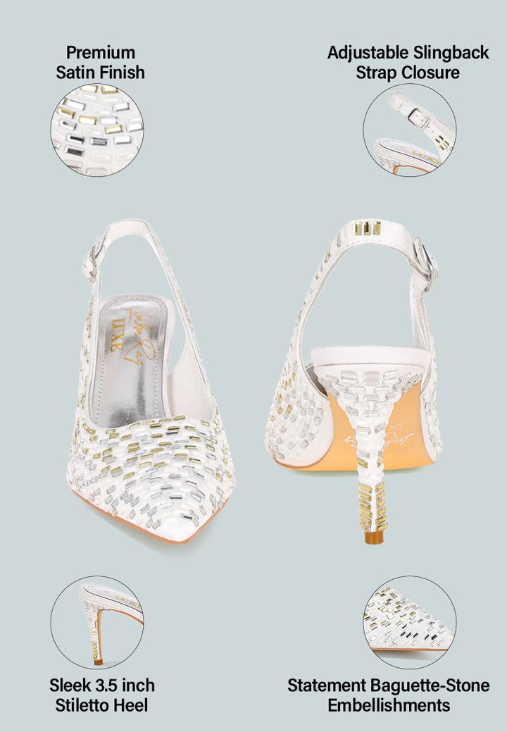 lutina rhinestones embellished slingback sandals#color_white