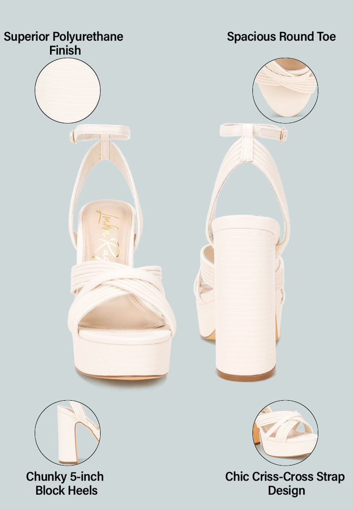 Sinda Ankle Strap Platform Heels#color_white