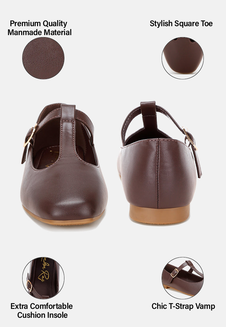 velsna pin buckle ballet flats#color_brown-smooth