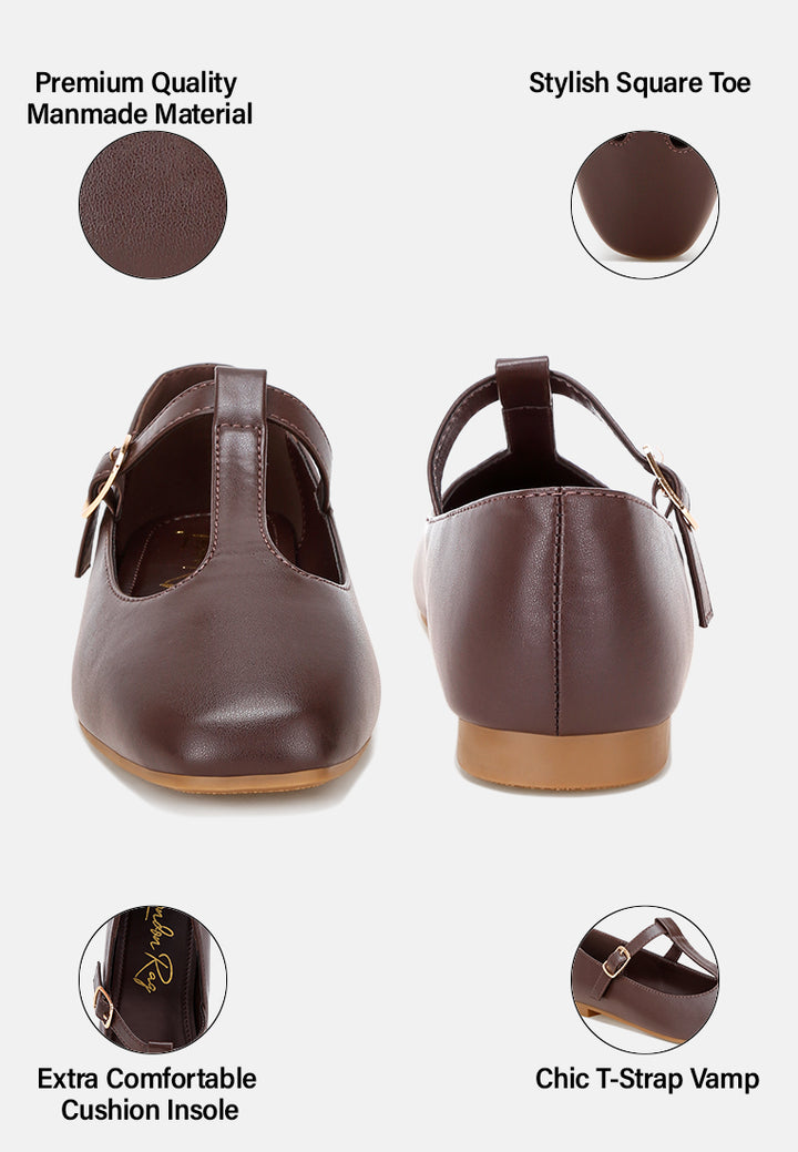 velsna pin buckle ballet flats#color_brown-smooth