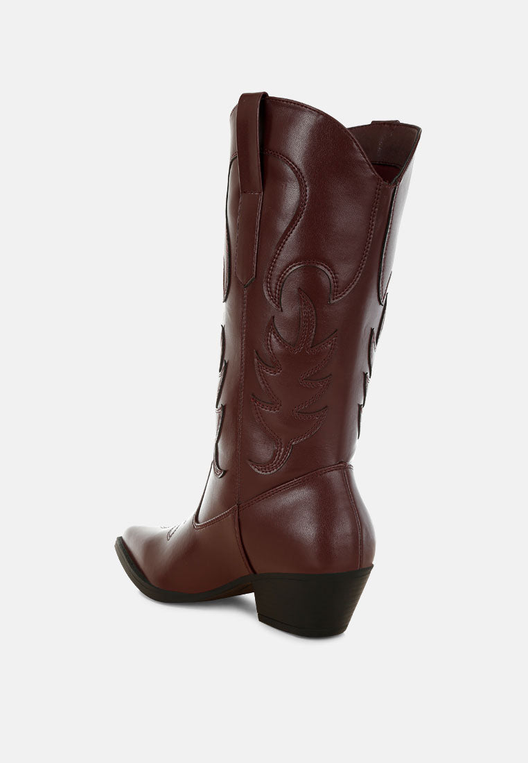 ponsies embroidered cowboy boots#color_burgundy